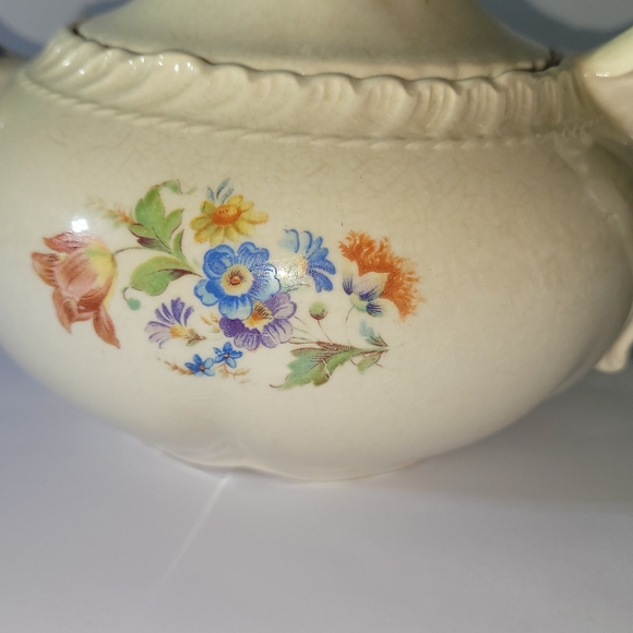 Antique Colorful Floral Harker Ware Teapot - Picture 4 of 10